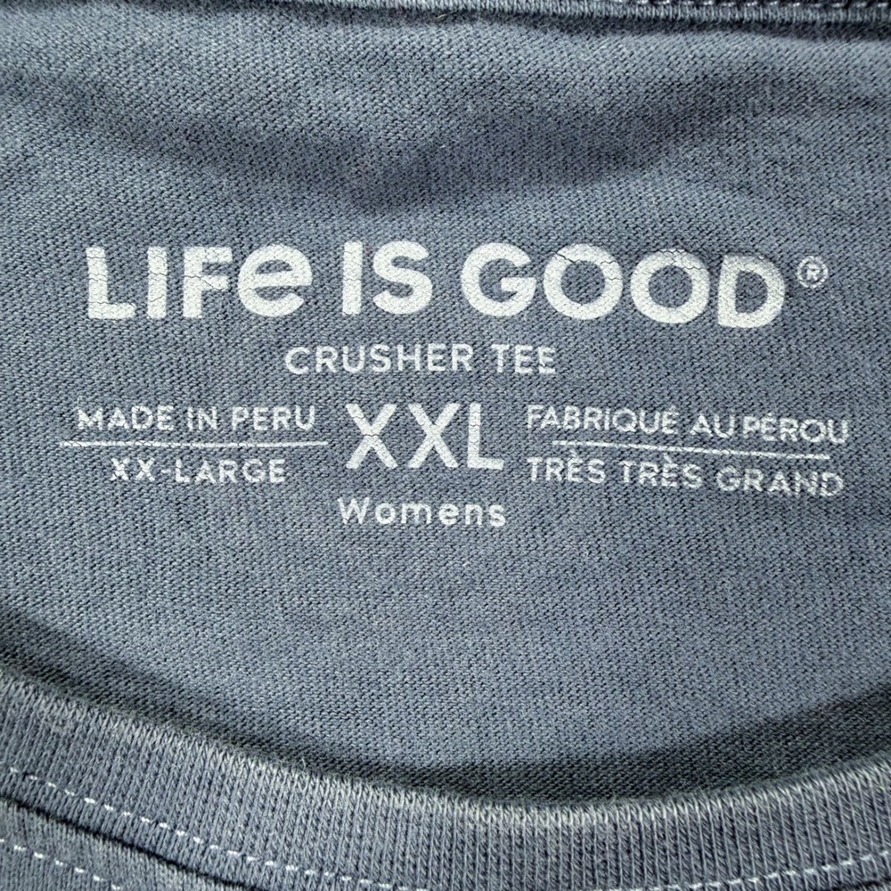 Life is Good Womens T-Shirt Crusher Navy Blue Heart Graphic XXL - Picture 4 of 7